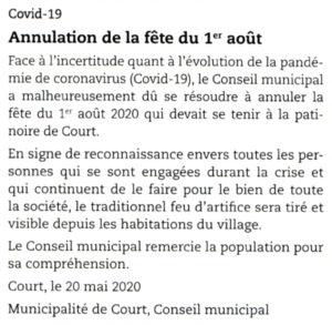 1er août 2021 annulé